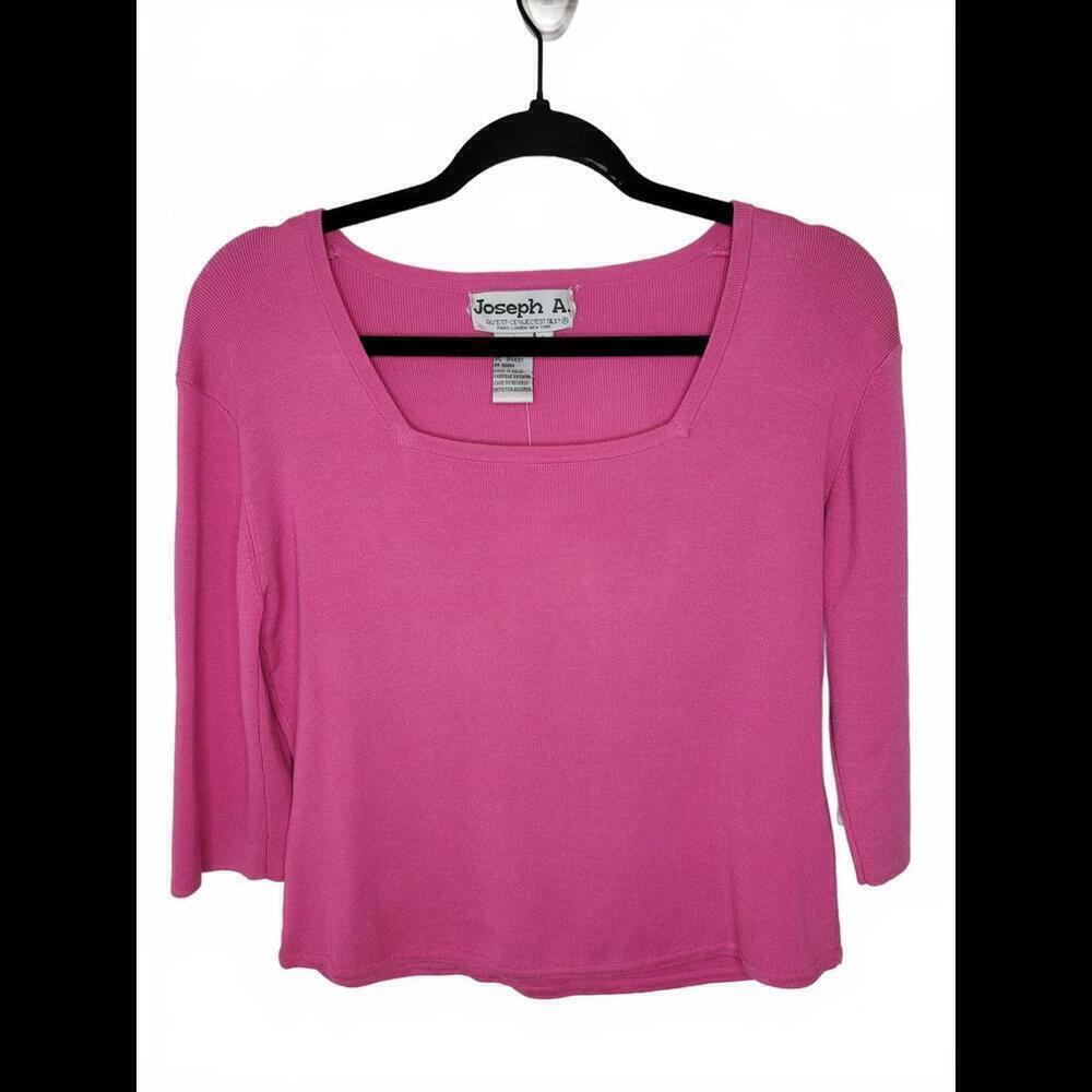Y2K Joseph A. NWT pink square neck silk blend sweater